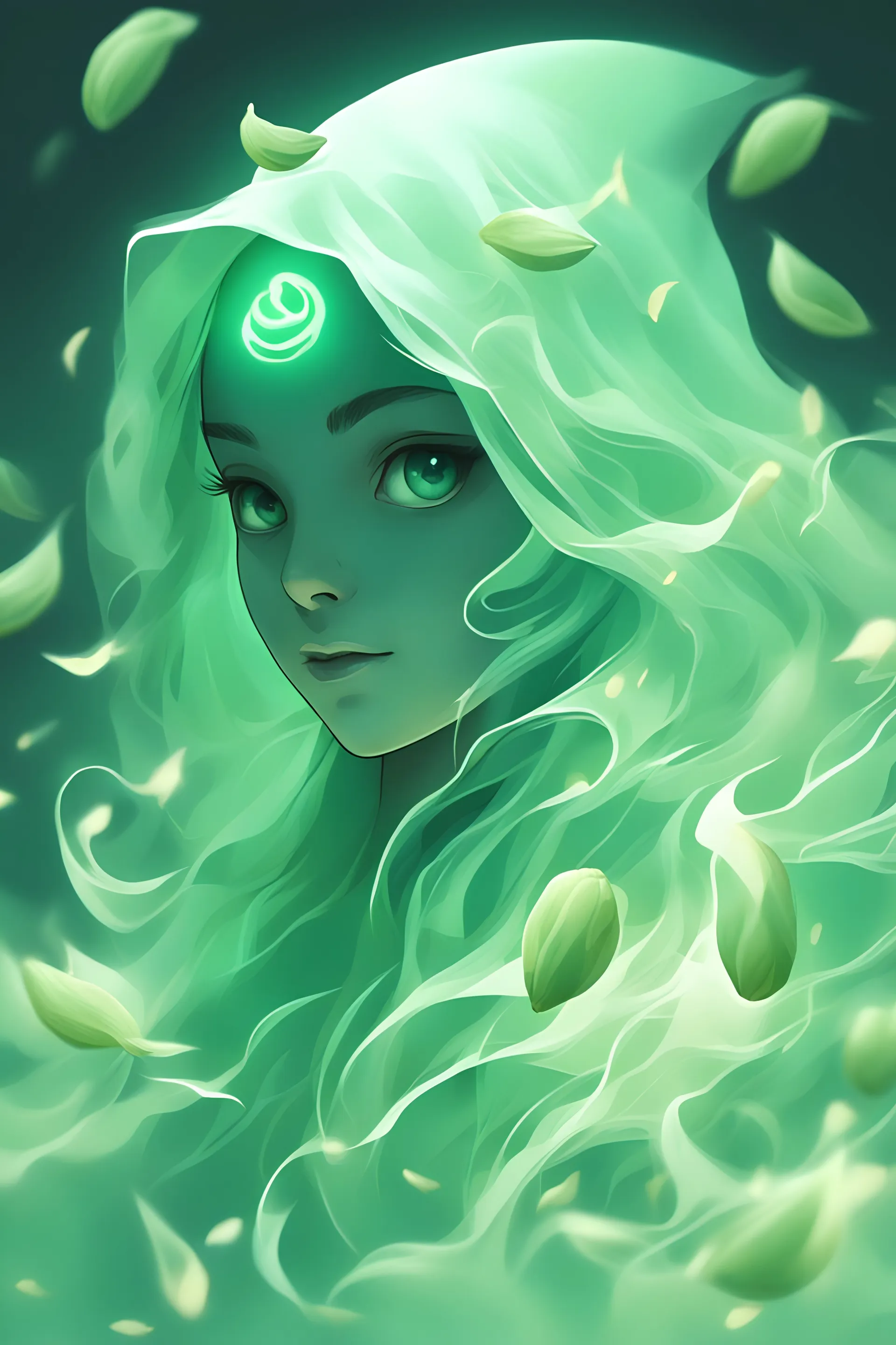 Make cool ghost profile picture with a pistachio theme.