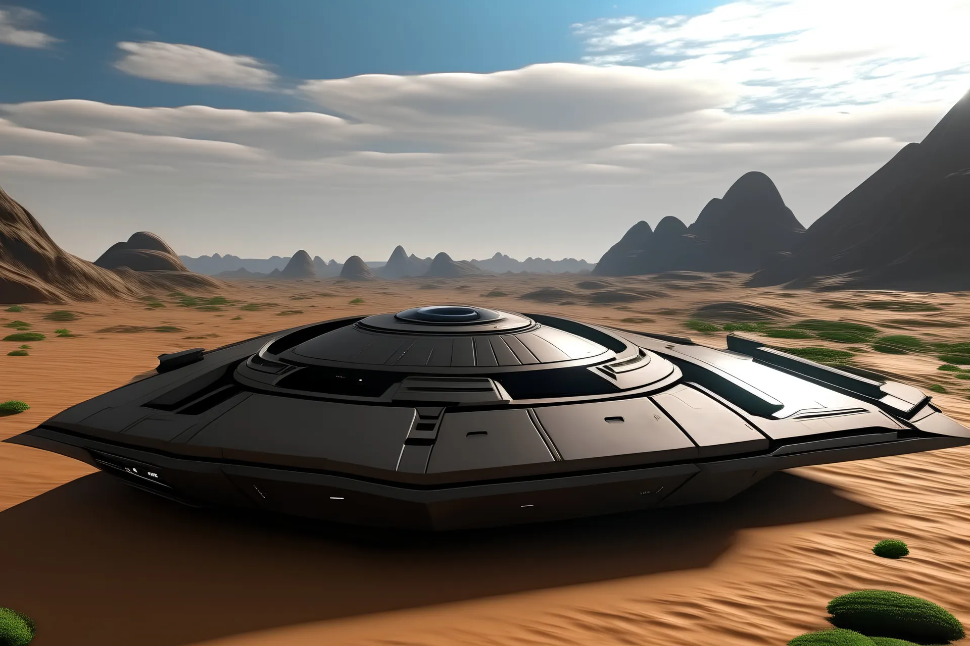 Starship landed desert planet cinematic