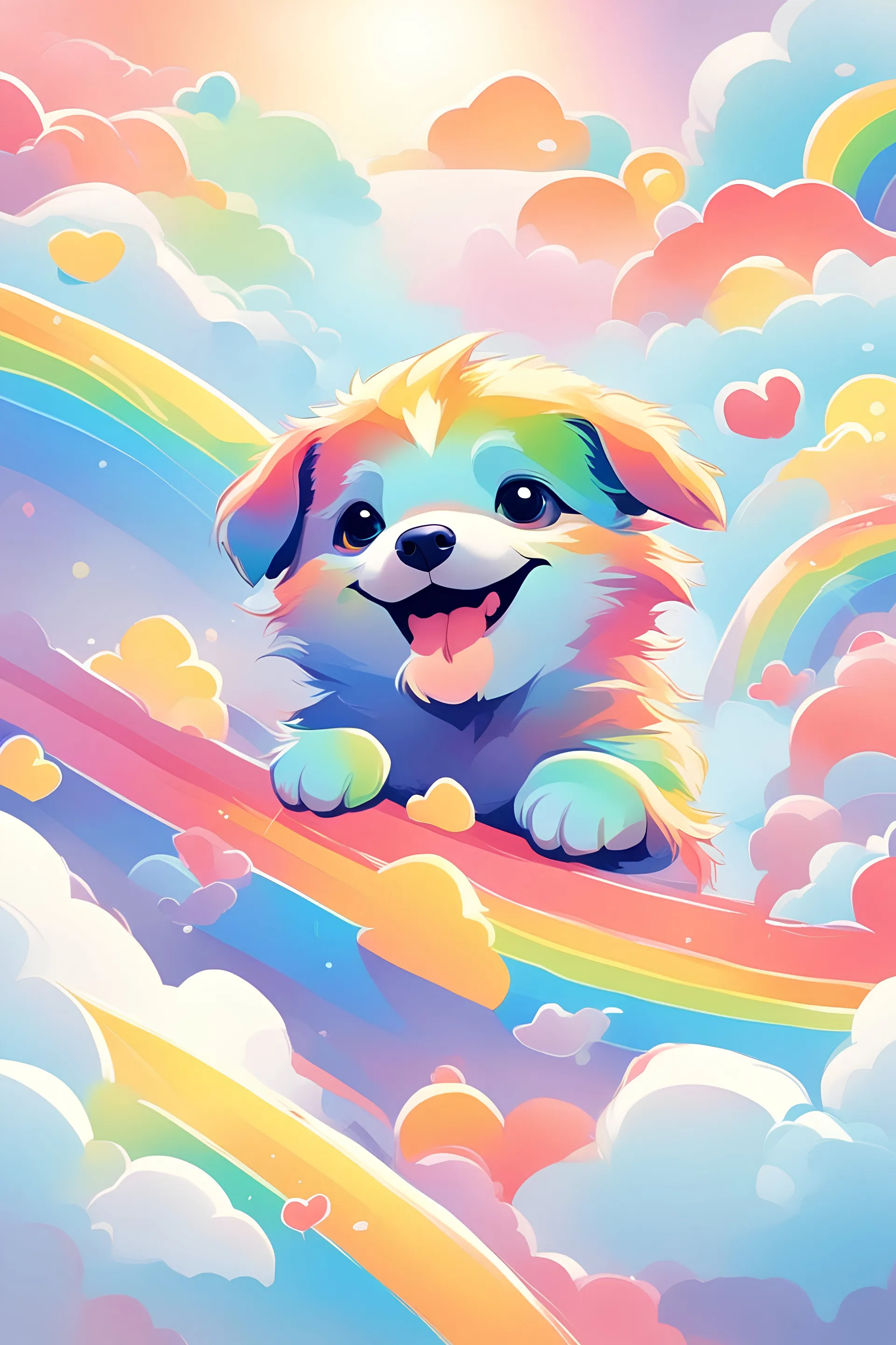 rainbow color, puppy, smile