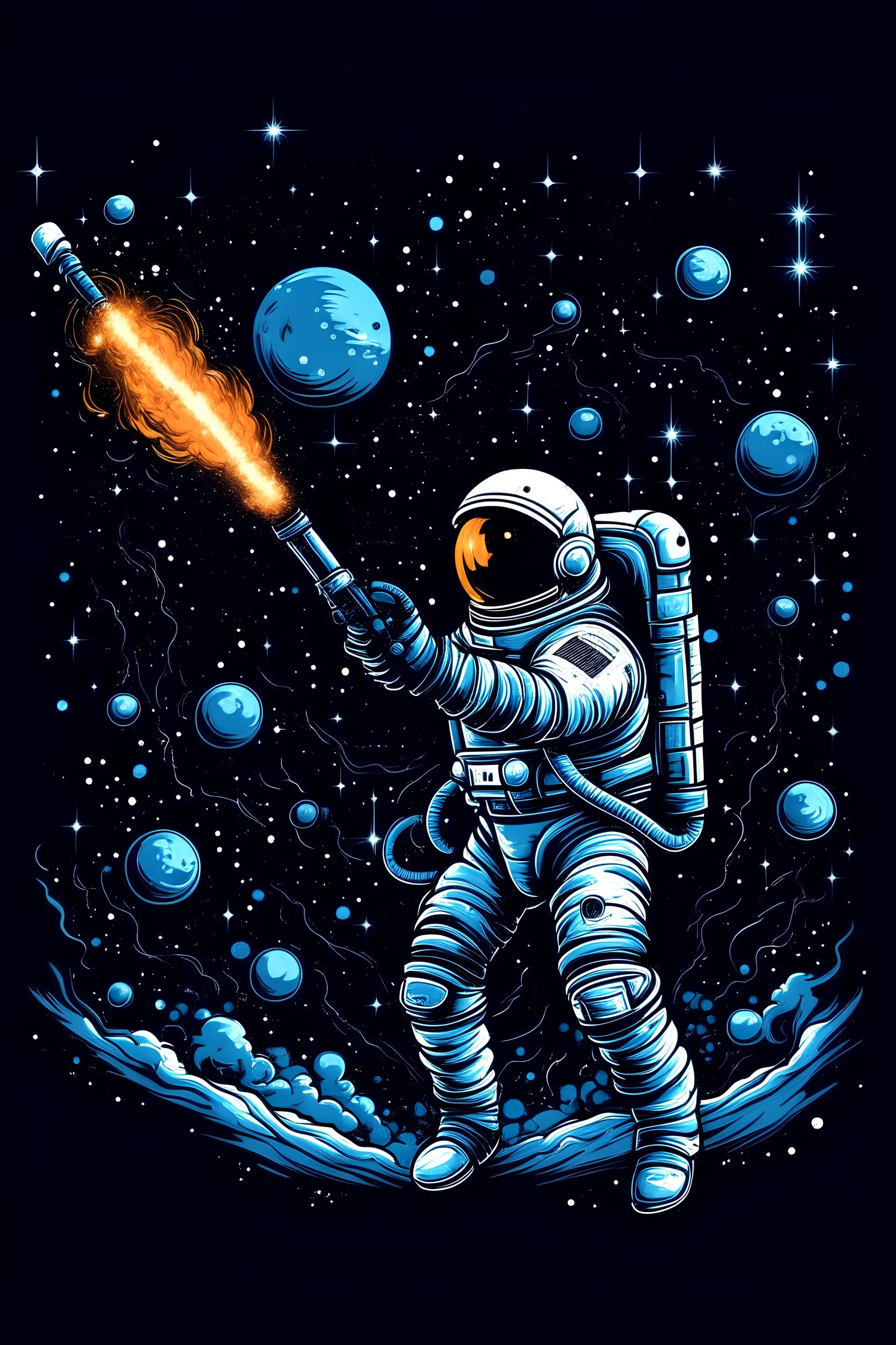 Astronaut shooting at stars