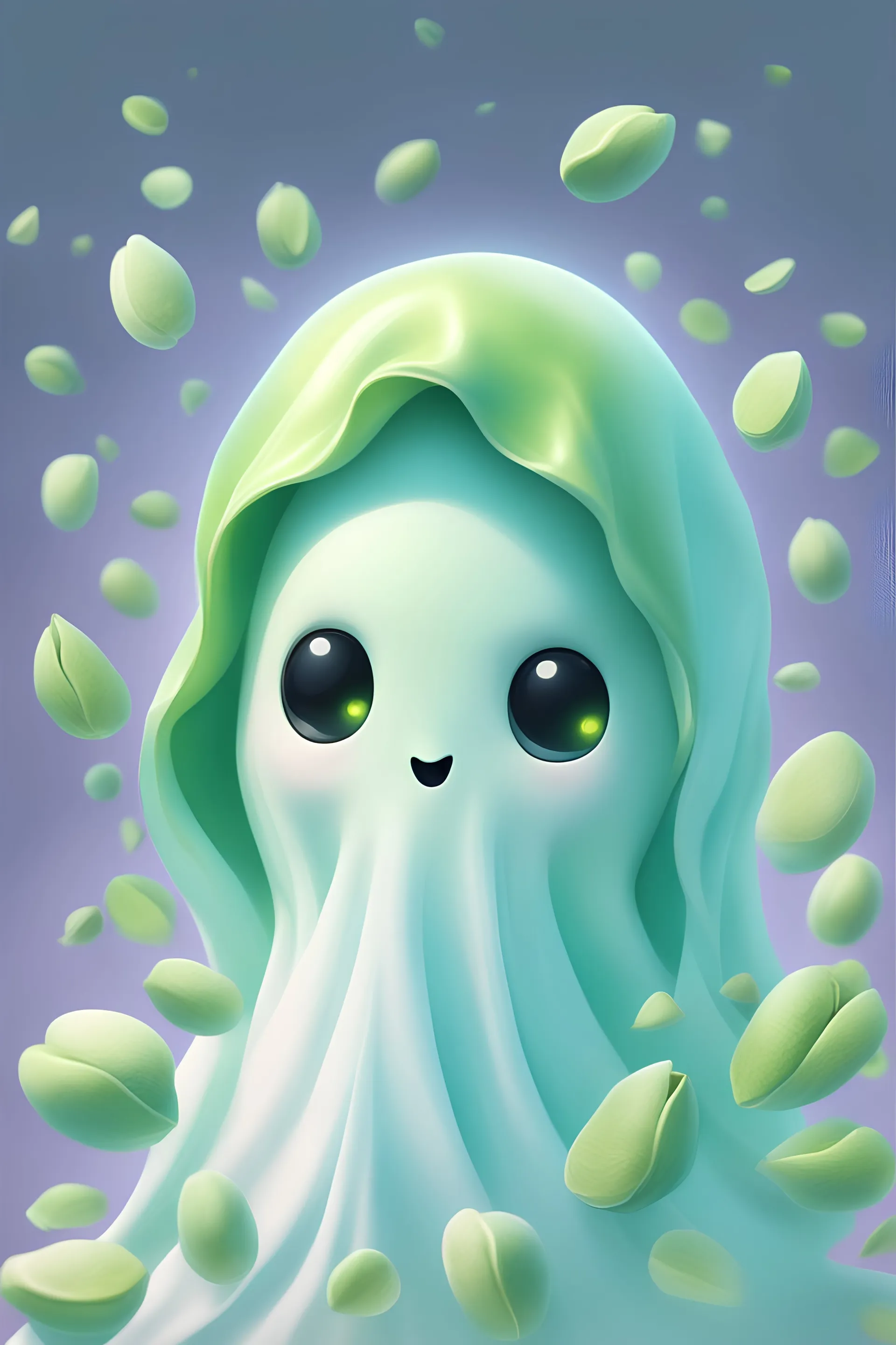 Make cool ghost profile picture with a pistachio theme.