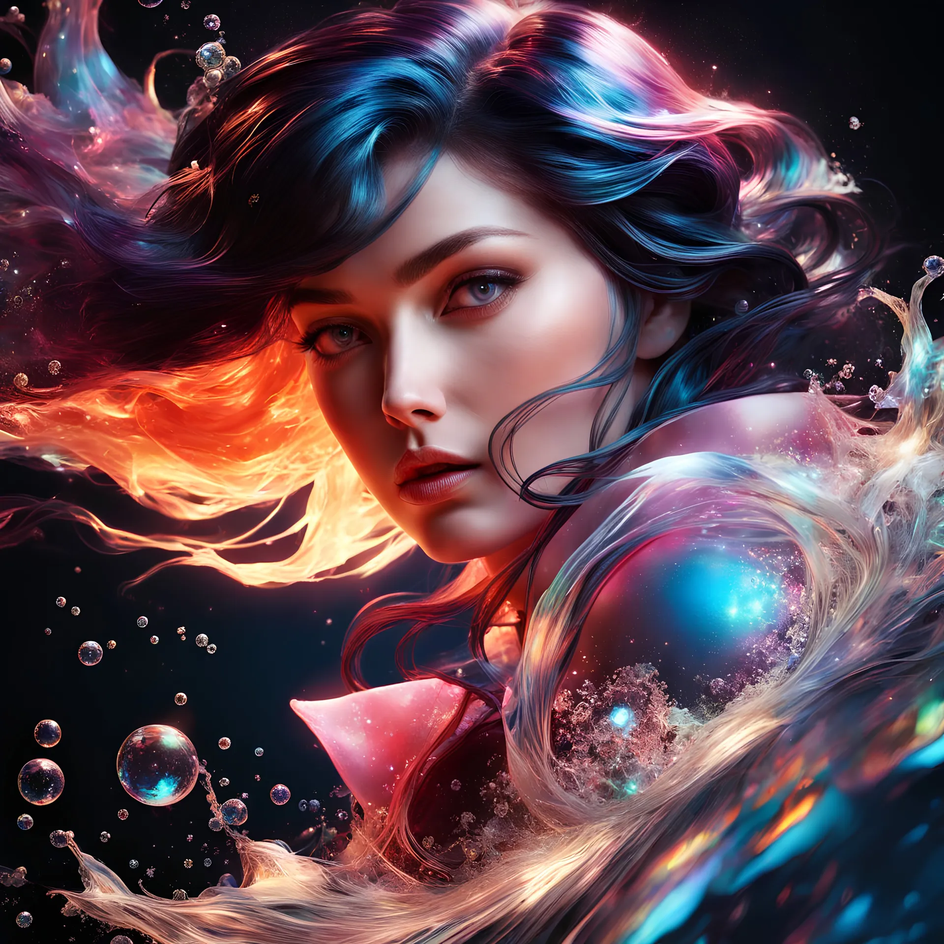 Masterpiece, splash, sailor mars, full portrait, starlight gas atmosphere background, ethereal, luminous, filigree, liquid fire, translucency aura, slight glow, ultra details. Alberto Seveso, Broken Glass effect, no background, stunning, something that even doesn't exist, mythical being, energy, molecular, textures, iridescent and luminescent scales, breathtaking beauty, pure perfection, divine presence, unforgettable, impressive, breathtaking beauty, Volumetric light, auras, rays, vivid colors