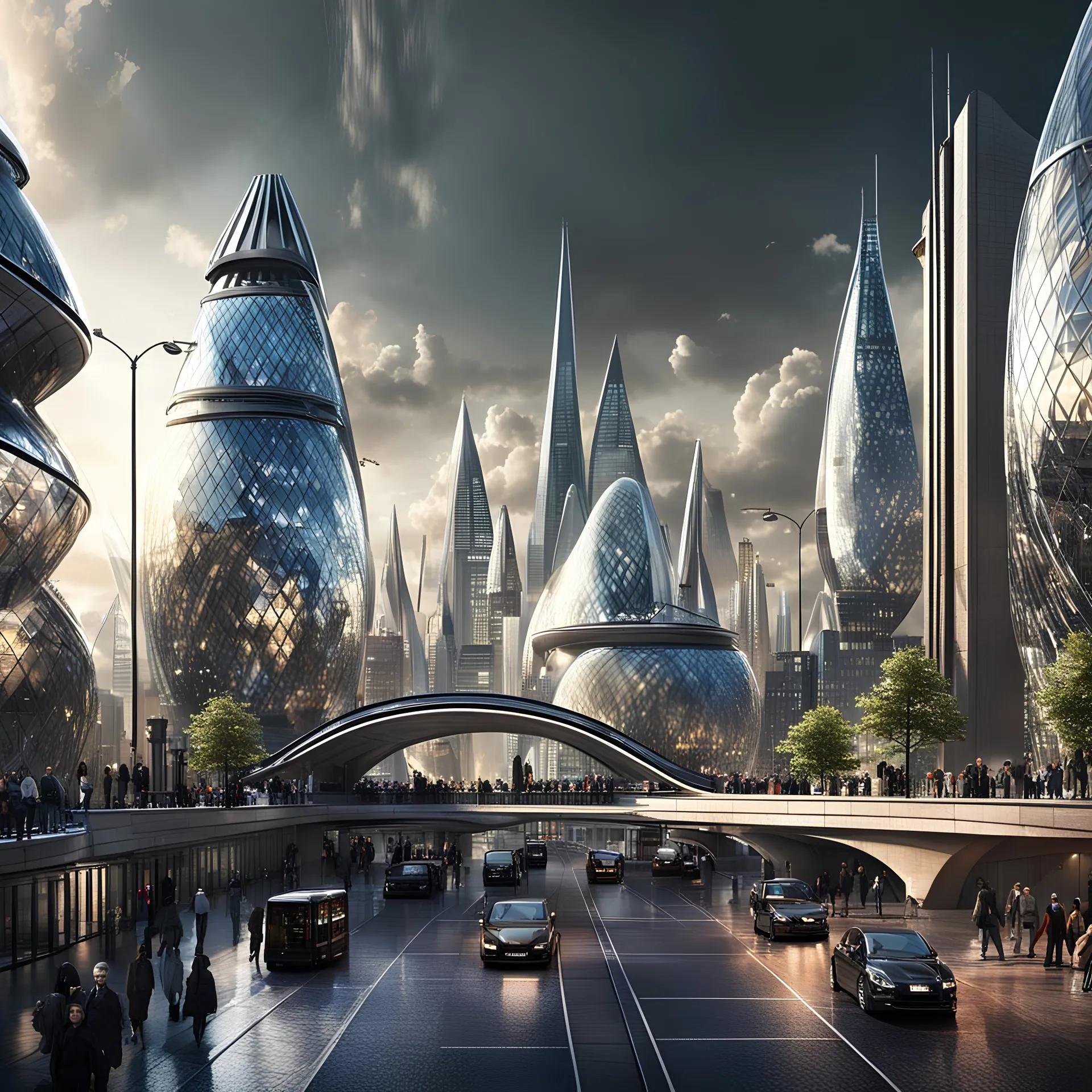 London in 100 years, futuristic city, hyper realistic, good lighting