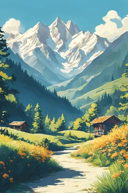 sunny day with mountains