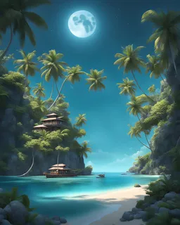 indonesian islands, animated, moon beam