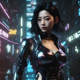 Cyperpunk 23 years old, pretty korean, 32K, 8K UHD, Ray tracing