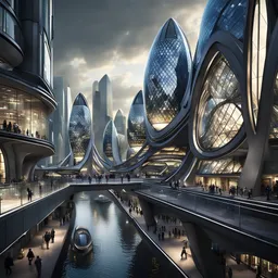 London in 100 years, futuristic city, hyper realistic, good lighting