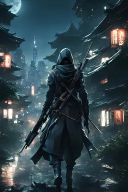 Assassin, Rifle, Masterpiece, Future, Asia, Night Time, City, Anime, Realistic