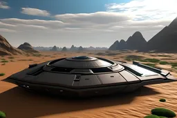 Starship landed desert planet cinematic