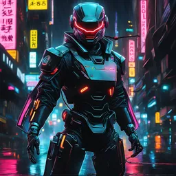 neon robot cop, masterpiece, best quality, half body, portrait, night city, anime, 3D, Korea, pixar, realistic, robo cop, harajuku fashion style, rain coat, beautiful, colourful, neon lights, cyberpunk, illustration, by stanley artgerm lau, sideways glance, foreshortening, extremely detailed 8K, smooth, high resolution, ultra quality, highly details, glare, side view,