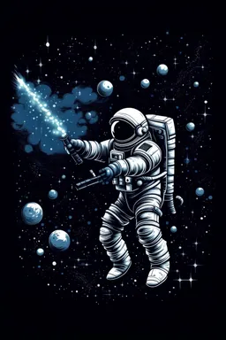 Astronaut shooting at stars