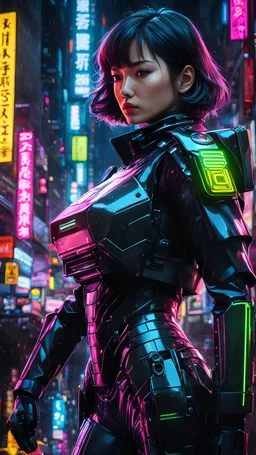 neon robot cop, masterpiece, best quality, half body, portrait, night city, anime, 3D, Korea, pixar, realistic, robo cop, harajuku fashion style, rain coat, beautiful, colourful, neon lights, cyberpunk, illustration, by stanley artgerm lau, sideways glance, foreshortening, extremely detailed 8K, smooth, high resolution, ultra quality, highly details, glare, side view,