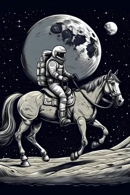 Astronaut riding a horse on the moon