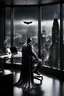 Placeholder: At the focal point of the office, strategically positioned against the impressive city view, integrate a subtle yet impactful Batman logo. The logo serves as a striking emblem, subtly embracing the essence of Gotham's legendary protector. The midnight setting enhances the drama, creating a realistic and visually arresting image that seamlessly blends the sleekness of a contemporary office with the mystique of Gotham City and the iconic presence of Batman.