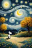 Placeholder: Sad Snoopy thinking about life in starrynight by Van Gogh