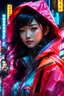 Placeholder: neon Chinese teen, best quality, half body, portrait, night city, 1girl, anime, 3D, Japan, pixar, realistic, teen girl, smiling, cute face, harajuku fashion style, rain coat, beautiful, colourful, neon lights, cyberpunk, smooth skin, illustration, by stanley artgerm lau, sideways glance, foreshortening, extremely detailed 8K, smooth, high resolution, ultra quality, highly detail eyes, highly detail mouth, highly detailed face, perfect eyes, both eyes are the same, glare, model