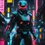 Placeholder: neon robot cop, masterpiece, best quality, half body, portrait, night city, anime, 3D, Korea, pixar, realistic, robo cop, harajuku fashion style, rain coat, beautiful, colourful, neon lights, cyberpunk, illustration, by stanley artgerm lau, sideways glance, foreshortening, extremely detailed 8K, smooth, high resolution, ultra quality, highly details, glare, side view,