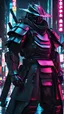 Placeholder: neon robot samurai, masterpiece, best quality, half body, portrait, night city, anime, 3D, Korea, pixar, realistic, robo cop, harajuku fashion style, rain coat, beautiful, colourful, neon lights, cyberpunk, illustration, by stanley artgerm lau, sideways glance, foreshortening, extremely detailed 8K, smooth, high resolution, ultra quality, highly details, glare, side view,