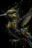 Placeholder: ((a hummingbird)), Hyperdetailed Eyes, Tee-Shirt Design, Line Art, Black Background, Ultra Detailed Artistic, Detailed Gorgeous Face, Natural Skin, Water Splash, Colour Splash Art, Fire and Ice, Splatter, Black Ink, Liquid Melting, Dreamy, Glowing, Glamour, Glimmer, Shadows, Oil On Canvas, Brush Strokes, Smooth, Ultra High Definition, 8k, Unreal Engine 5, Ultra Sharp Focus, Intricate Artwork Masterpiece, Ominous, Golden Ratio, Highly Detailed, Vibrant, Production Cinematic Character Render, Ultr