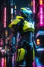 Placeholder: neon robot cop, masterpiece, best quality, half body, portrait, night city, anime, 3D, Korea, pixar, realistic, robo cop, harajuku fashion style, rain coat, beautiful, colourful, neon lights, cyberpunk, illustration, by stanley artgerm lau, sideways glance, foreshortening, extremely detailed 8K, smooth, high resolution, ultra quality, highly details, glare, side view,