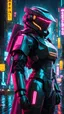 Placeholder: neon robot cop, masterpiece, best quality, half body, portrait, night city, anime, 3D, Korea, pixar, realistic, robo cop, harajuku fashion style, rain coat, beautiful, colourful, neon lights, cyberpunk, illustration, by stanley artgerm lau, sideways glance, foreshortening, extremely detailed 8K, smooth, high resolution, ultra quality, highly details, glare, side view,