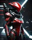 Placeholder: Anthropomorfic Alien character with red skin, as a scifi mercenary, insect like, front view, medium shot, spaceship interior background, epic poster art by greg rutkowsky, scifi, fantasy, action, breathtaking, digital painting, highly detailed, Pinterest, artstation, eve online, starfield.