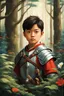 Placeholder: portrait of a young warrior in a magical forest, inspired by the work of Hayao Miyazaki