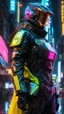 Placeholder: neon robot cop, masterpiece, best quality, half body, portrait, night city, anime, 3D, Korea, pixar, realistic, robo cop, harajuku fashion style, rain coat, beautiful, colourful, neon lights, cyberpunk, illustration, by stanley artgerm lau, sideways glance, foreshortening, extremely detailed 8K, smooth, high resolution, ultra quality, highly details, glare, side view,