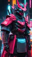 Placeholder: neon robot samurai, masterpiece, best quality, half body, portrait, night city, anime, 3D, Japan, pixar, realistic, robo cop, harajuku fashion style, rain coat, beautiful, colourful, neon lights, cyberpunk, illustration, by stanley artgerm lau, sideways glance, foreshortening, extremely detailed 8K, smooth, high resolution, ultra quality, highly details, glare, side view,handsome,